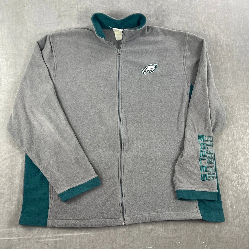 Philadelphia Eagles NFL Team Apparel Men XXL Gray Full Zip Fleece Jacket
